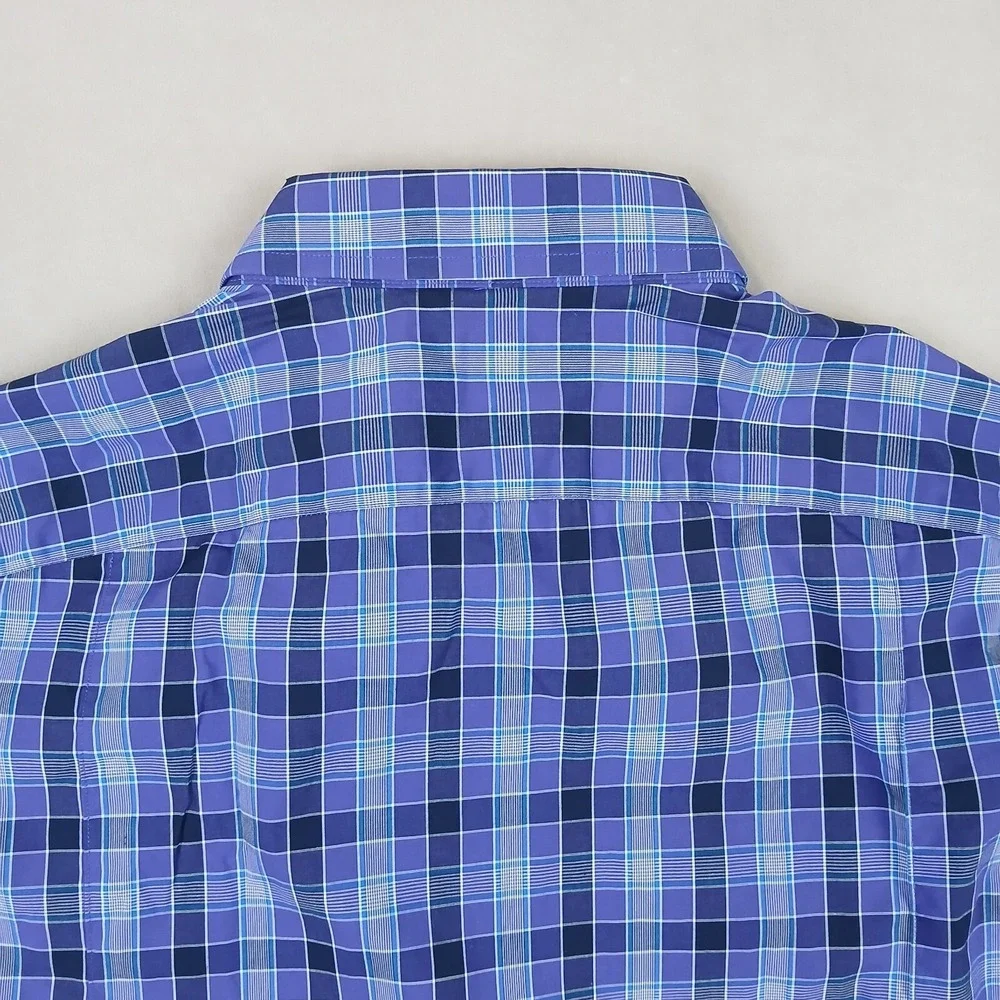 Banana Republic Small‎ Mens Shirt Casual Stretch Long Sleeve Purple Plaid 20x27